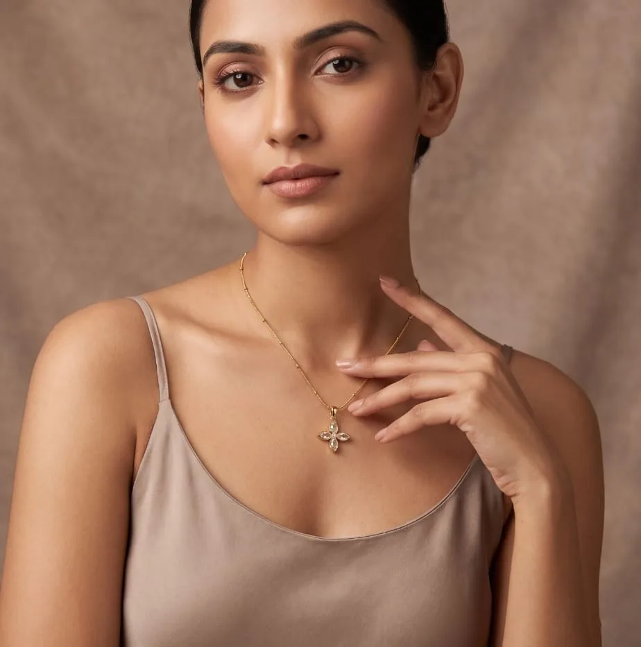 CZ Flower Pendant Necklace