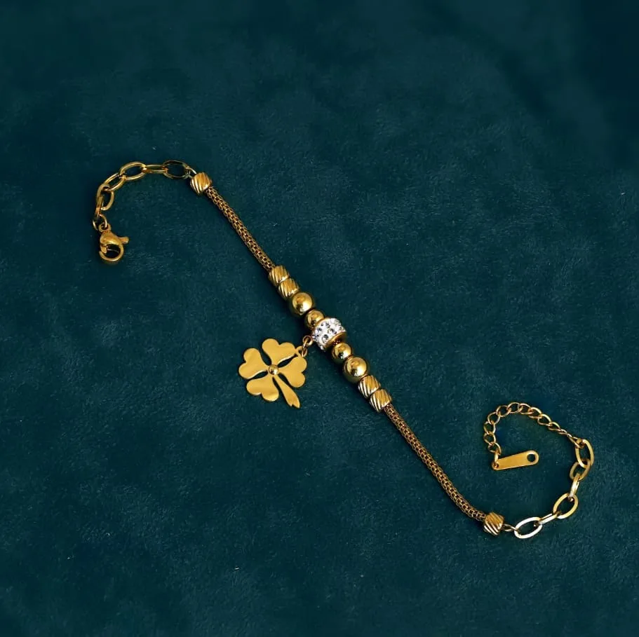 Beaded Clover Charm Bracelet