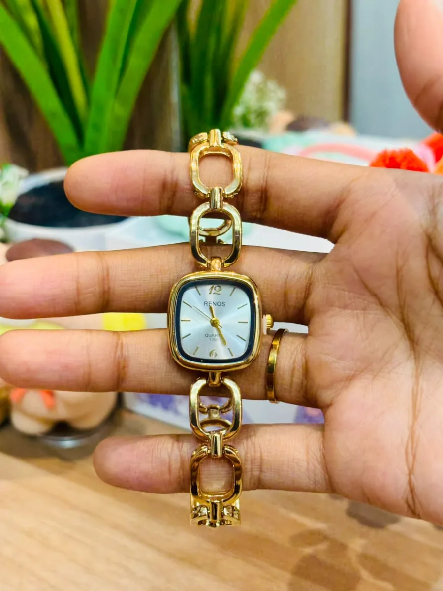 Chain Link Square Dial Watch