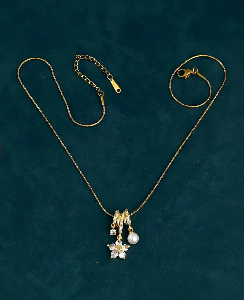 Flower Pearl Drop Necklace