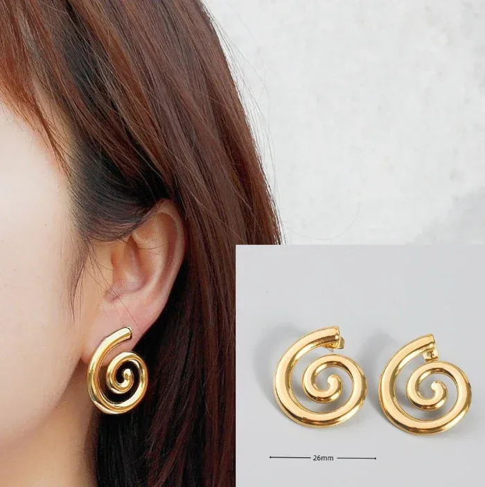 Spiral anti tarnish stud earrings