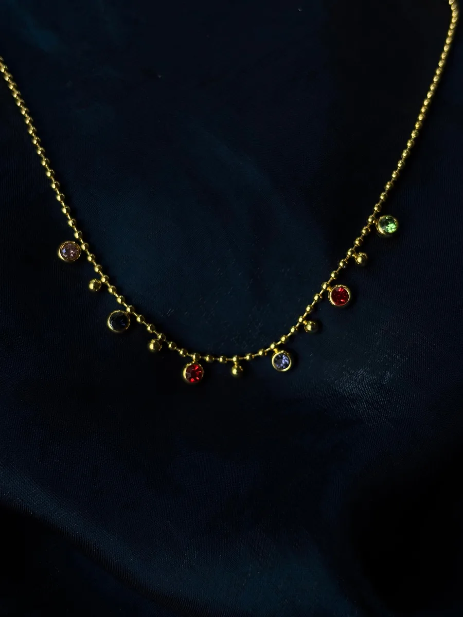 Multi Color Stone Beads Necklace