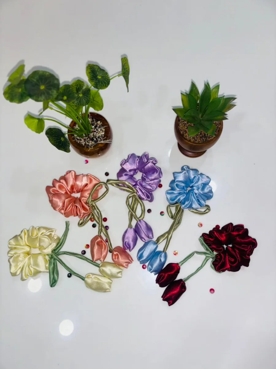 Silk satin tulip scrunchies