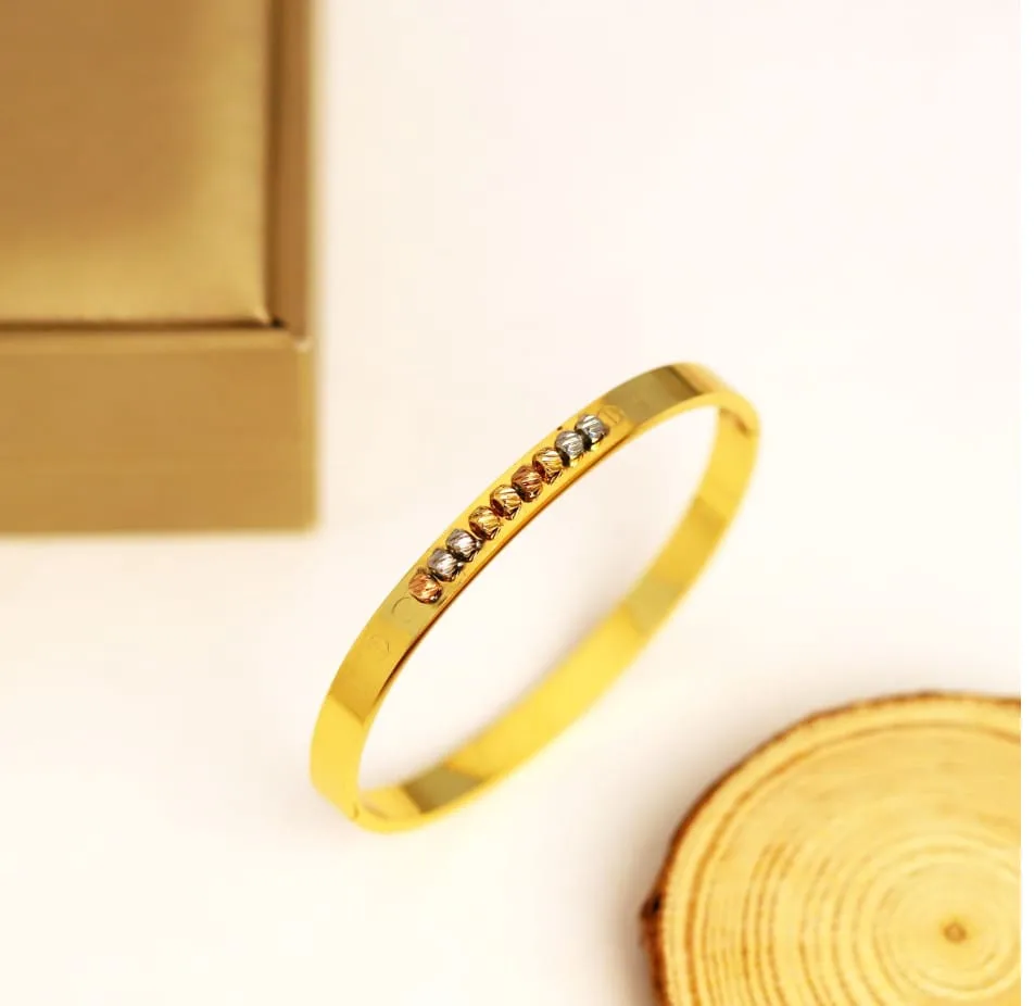 Two-Tone Beaded Bar Bangle