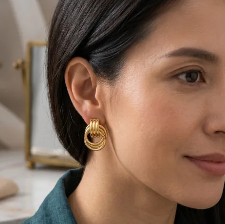 Ribbed Knot Drop Earrings