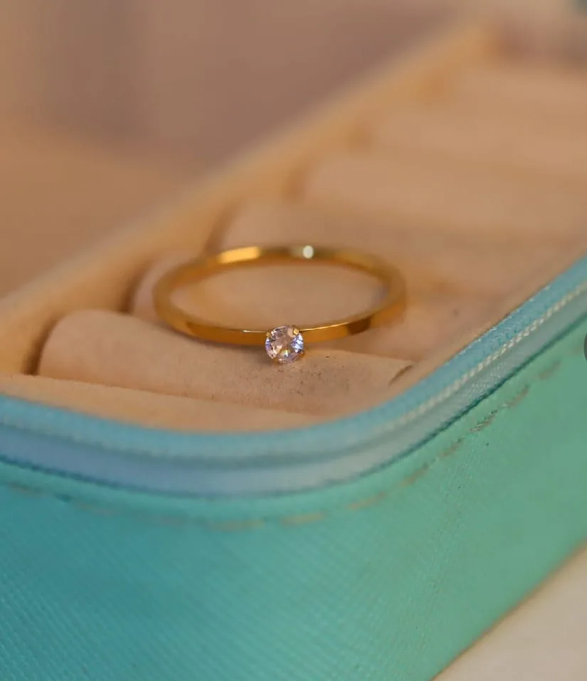 Anti Tarnish Single Stone Solitaire Ring