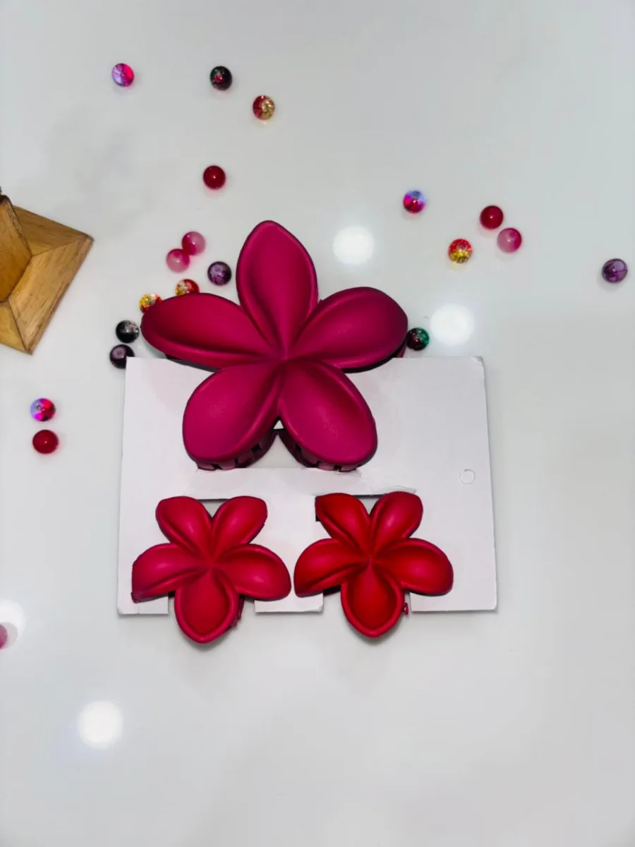 Matte Flower Hair Claw Clip Set(Pack of 3)