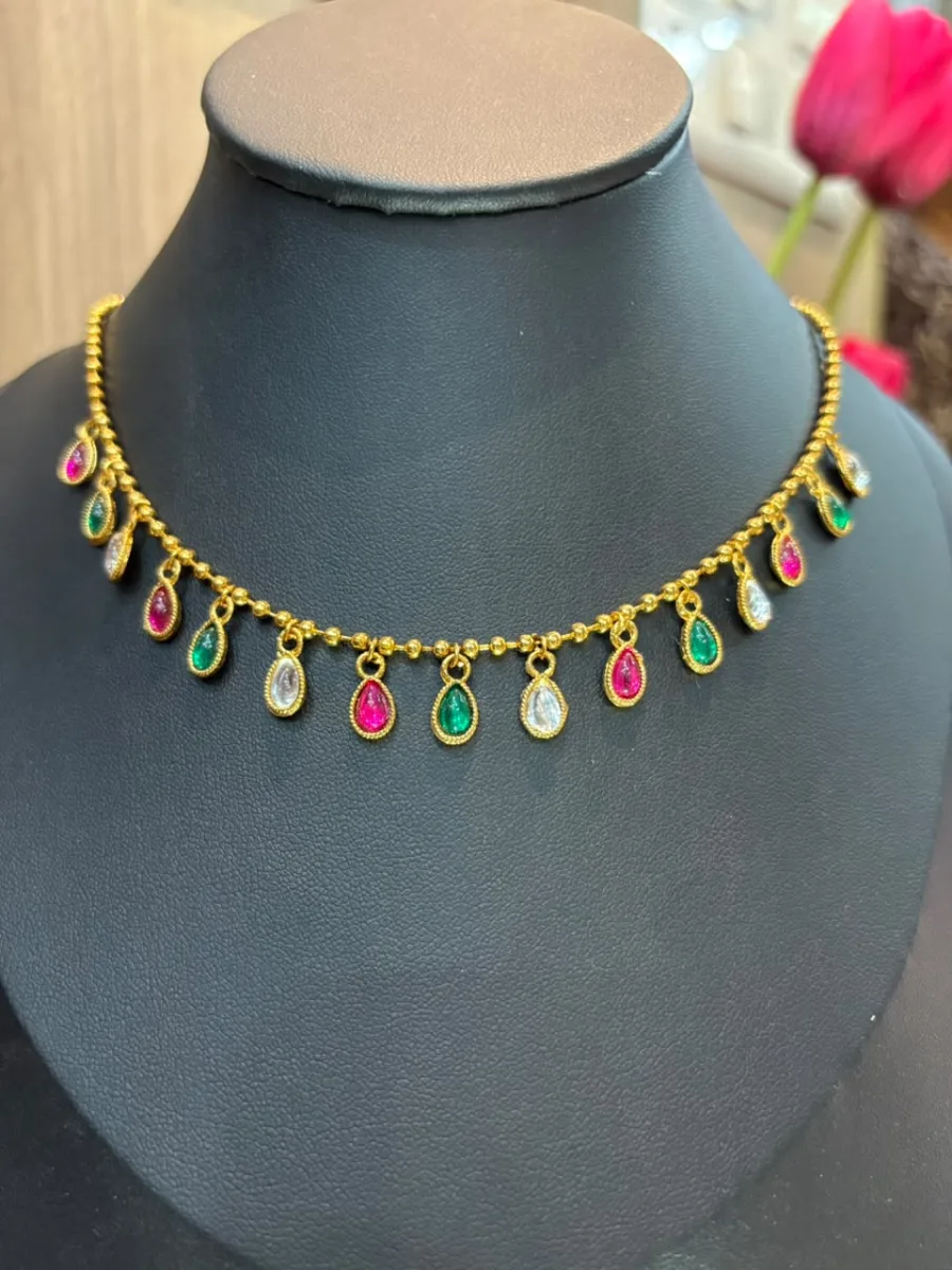 Multicolor Teardrop Choker Necklace