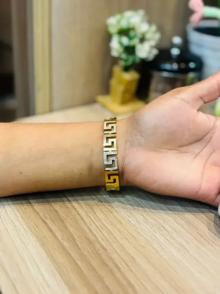 Gold Greek Key Rhinestone Bracelet