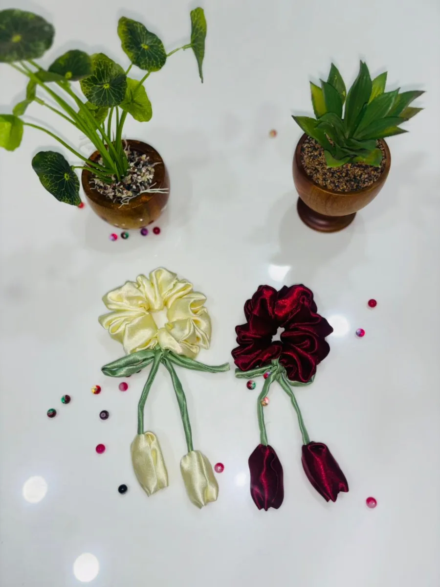 Silk satin tulip scrunchies