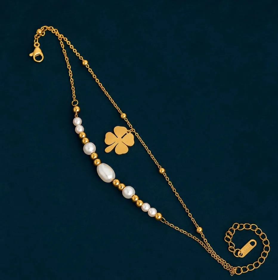 Pearl Clover Layered Bracelet