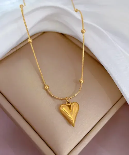 Trendy Heart Beads Chain Necklace