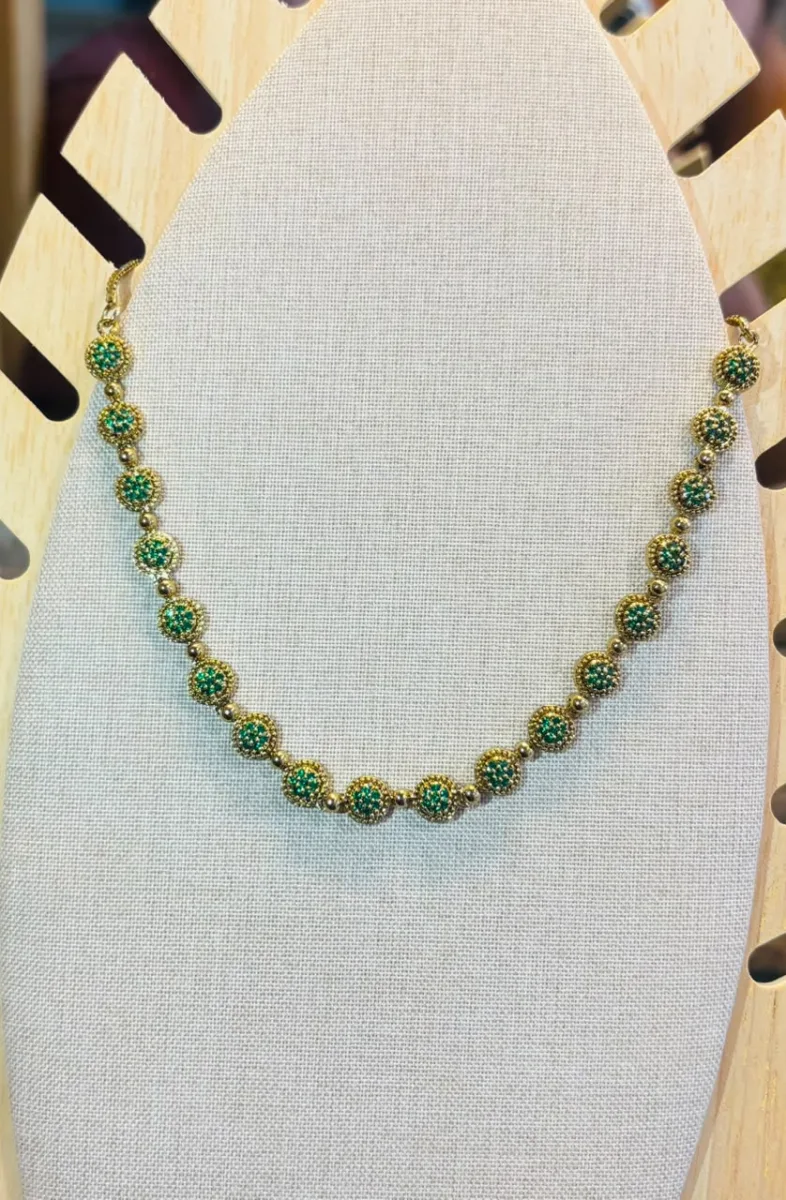 Antique Gold AD Stone Necklace