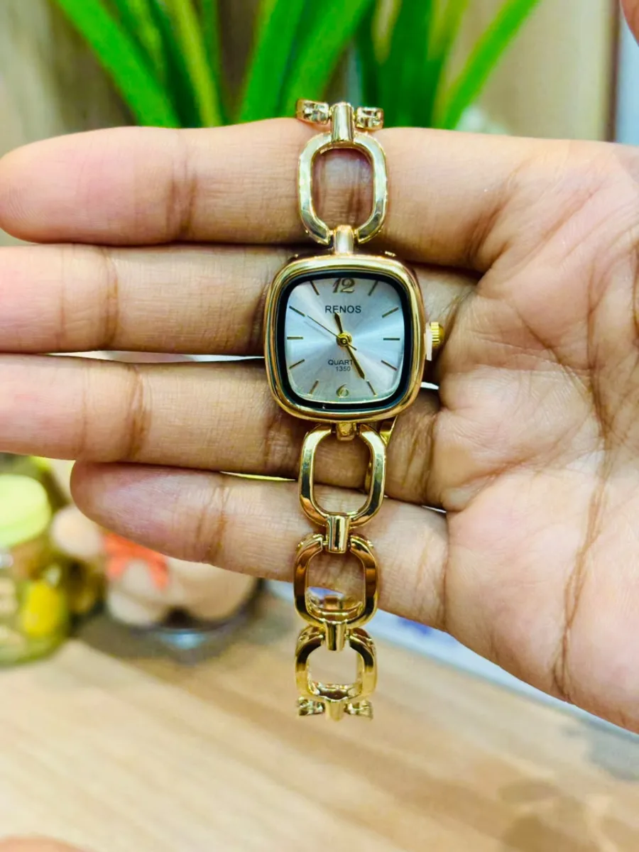 Chain Link Square Dial Watch
