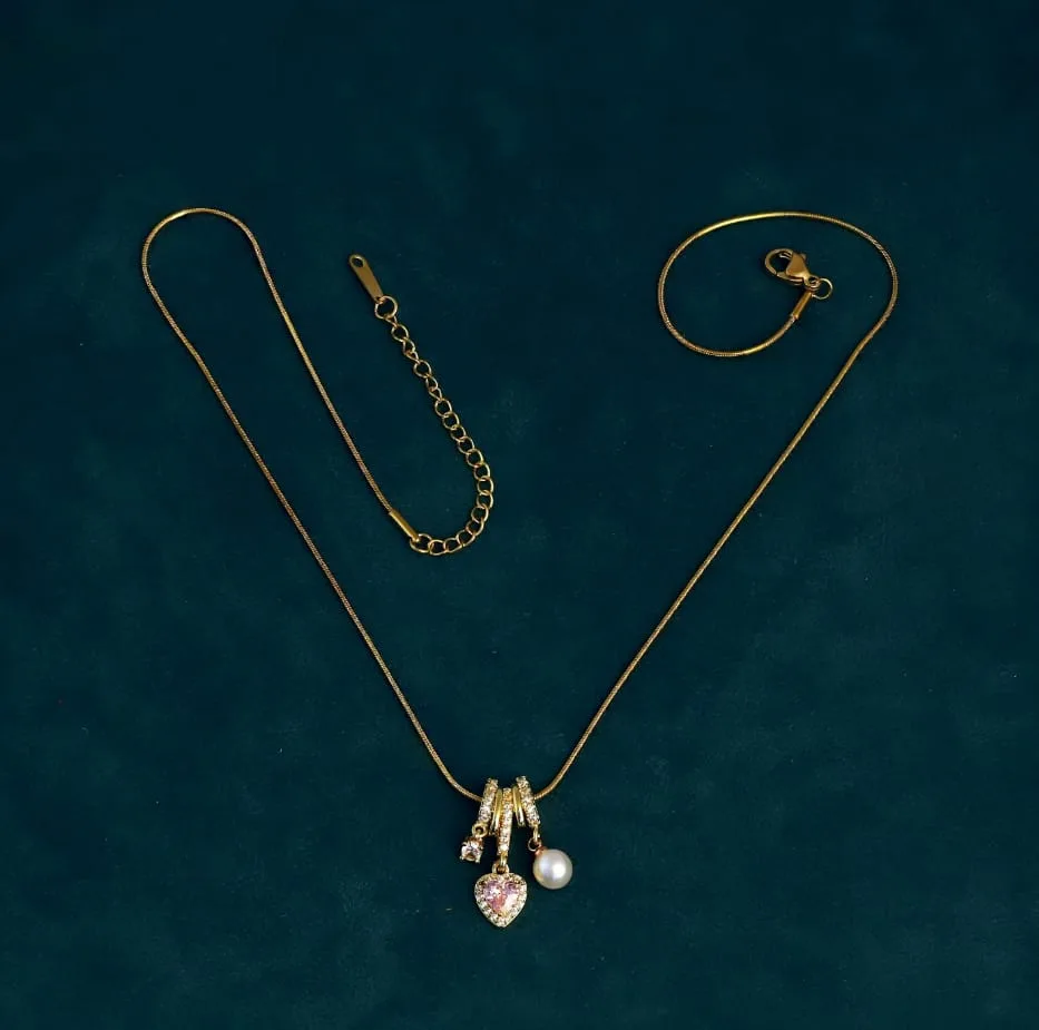 Heart Pearl Charm Necklace