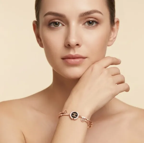 Rose Gold Interlocking Loop Cuff Bracelet