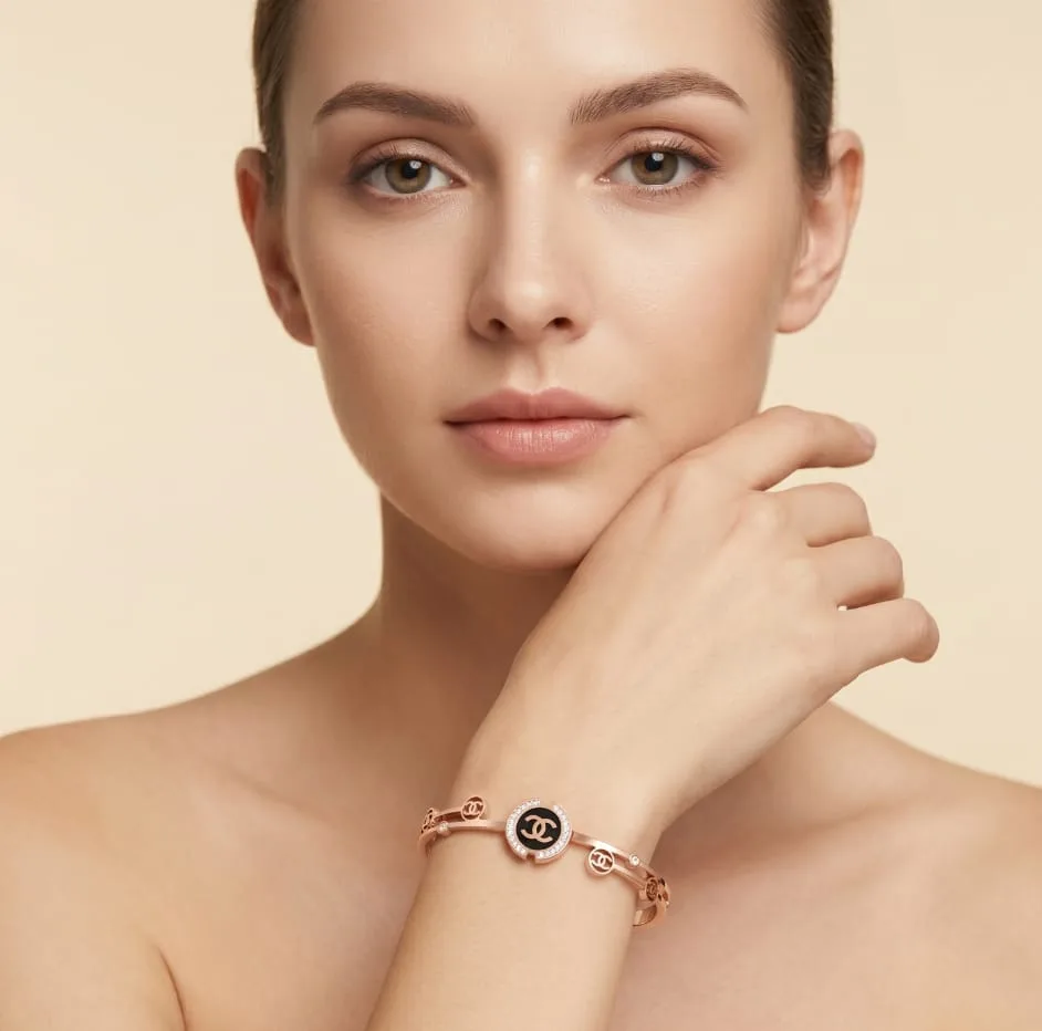 Rose Gold Interlocking Loop Cuff Bracelet