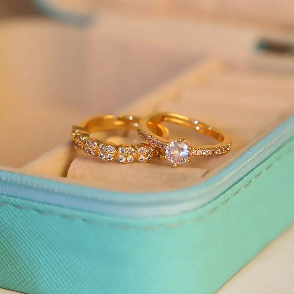 American Diamond Ring Combo (Set of 2)