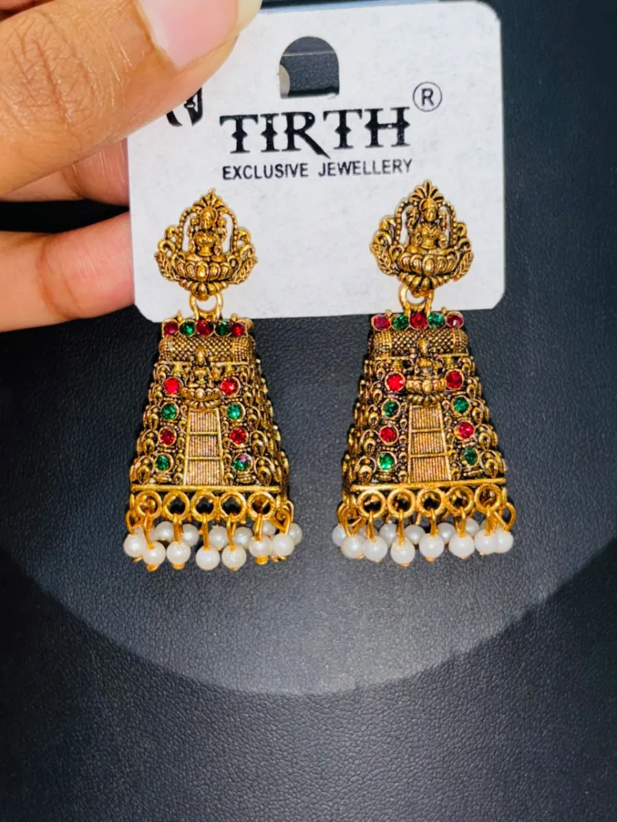 Gopuram Temple Jhumka Earrings