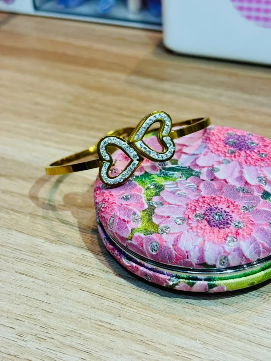 Double Heart Infinity Bangle