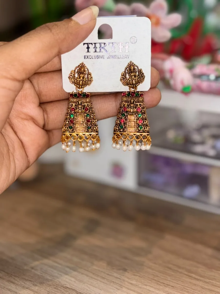Gopuram Temple Jhumka Earrings