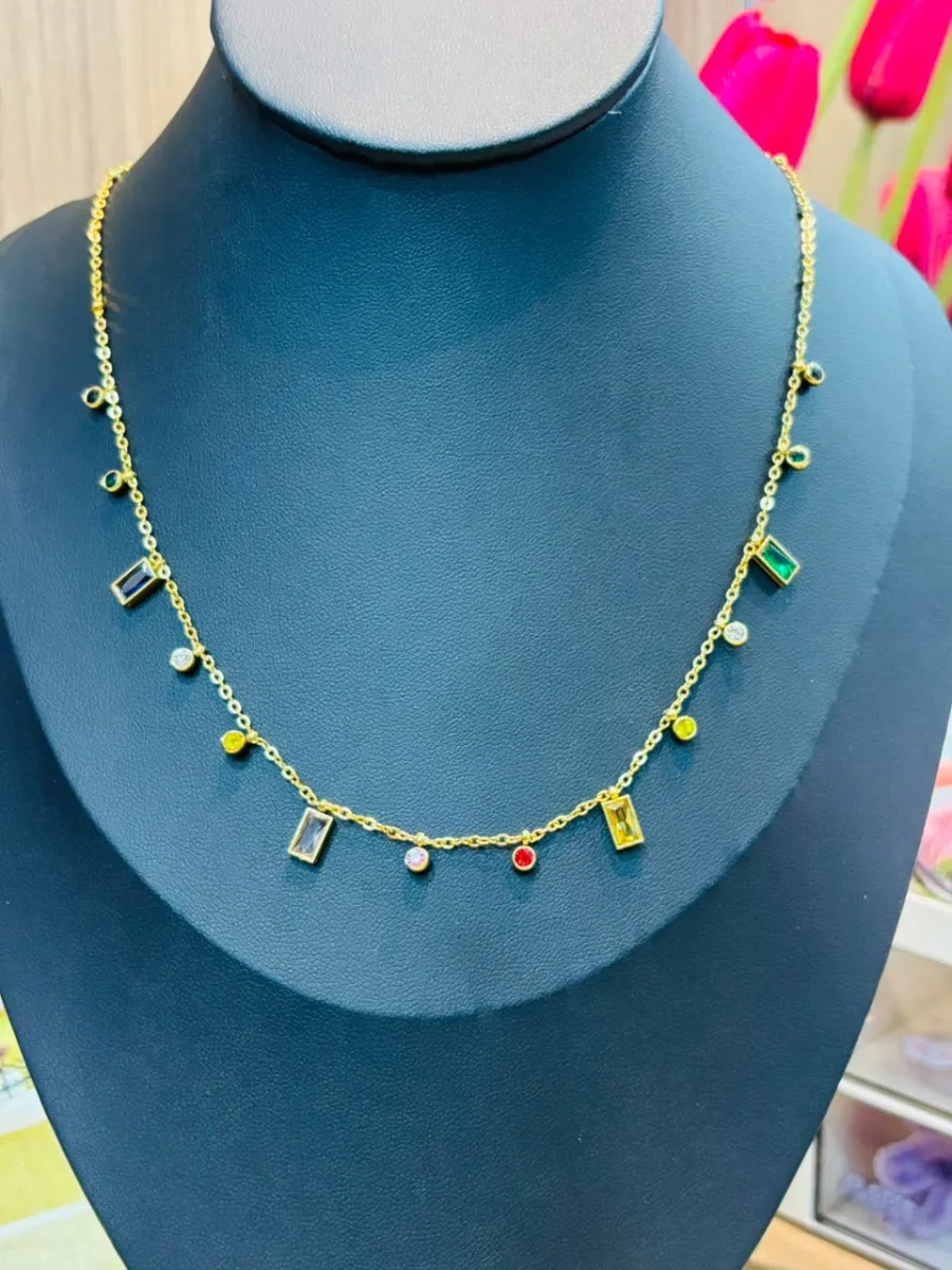 Multicolor CZ Charm Necklace