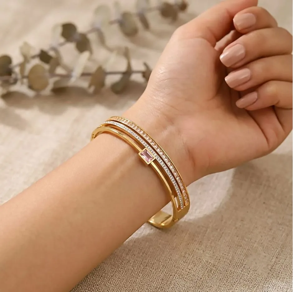 Pink Stone Kada Bangle