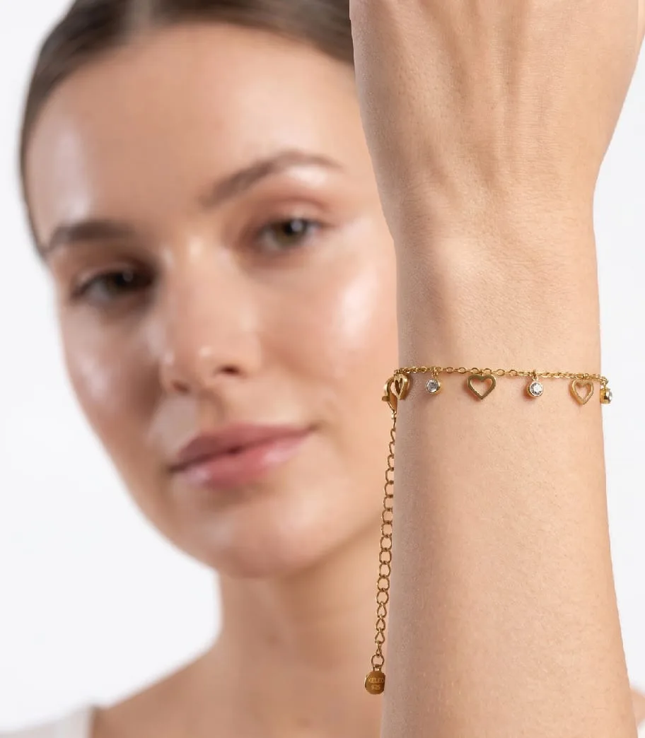 Heart Crystal Chain Bracelet