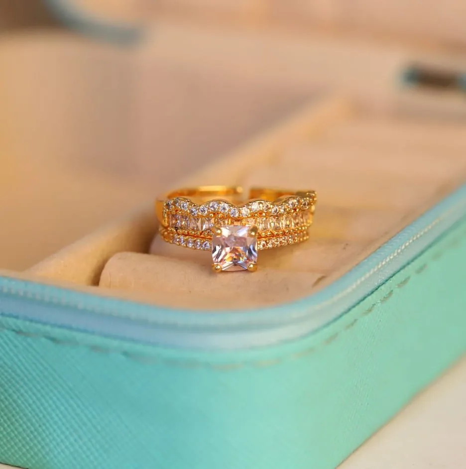 American Diamond Ring Combo (Set of 2)