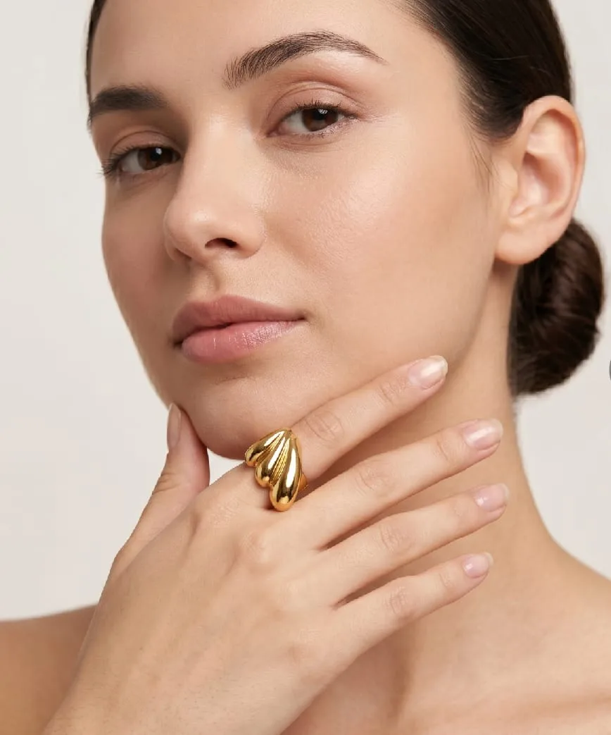 Anti Tarnish Fanned Shell Ring