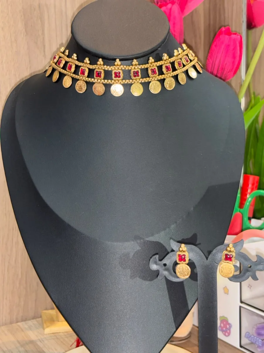 Antique Gold Lakshmi Coin Choker