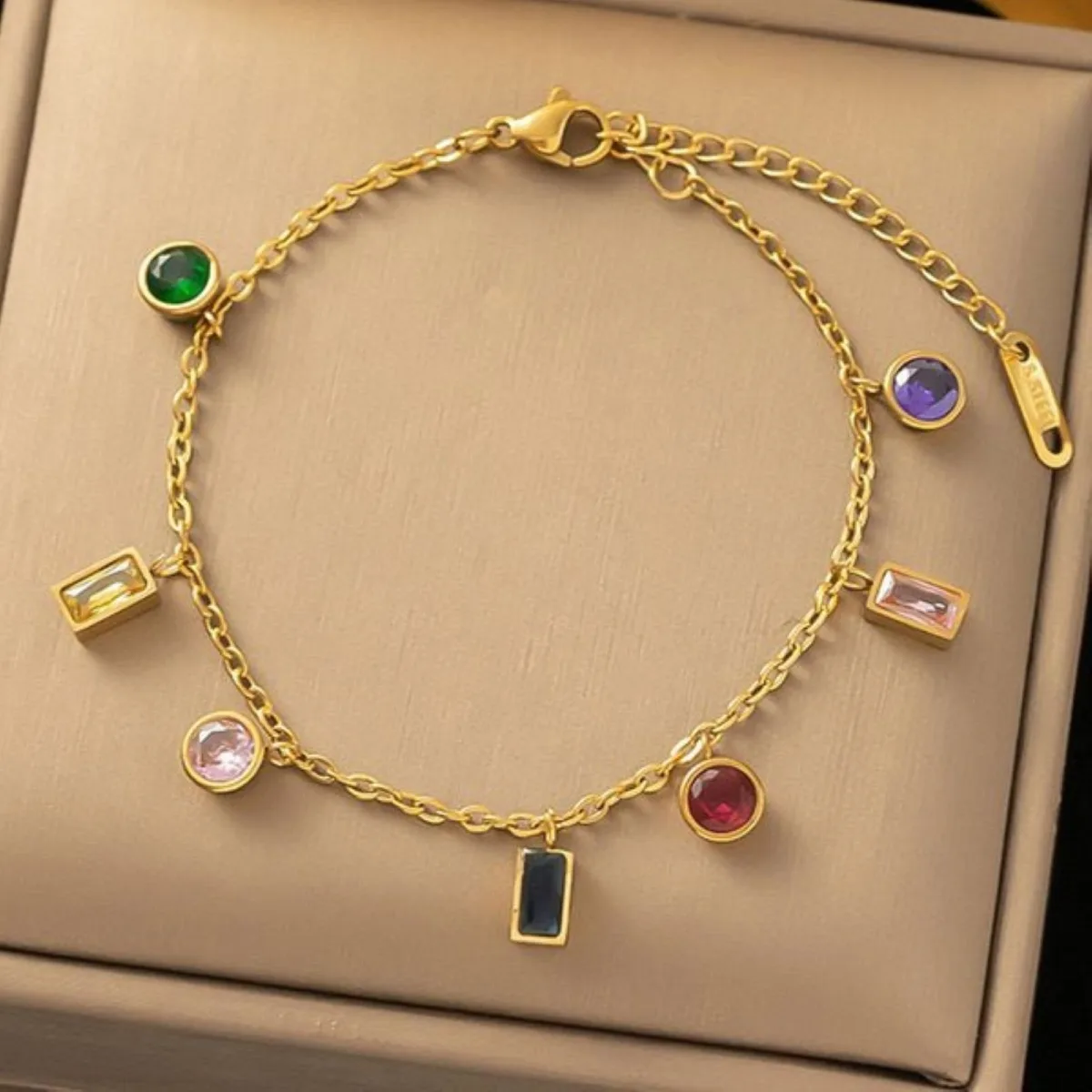 Multi Color Geometric Stones Bracelet