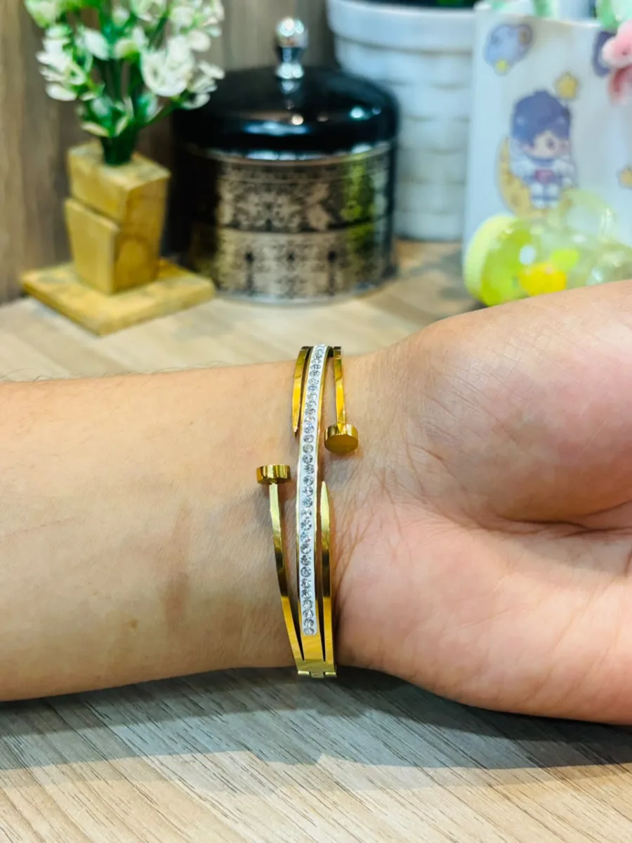 Gold Crisscross Cuff Bangle