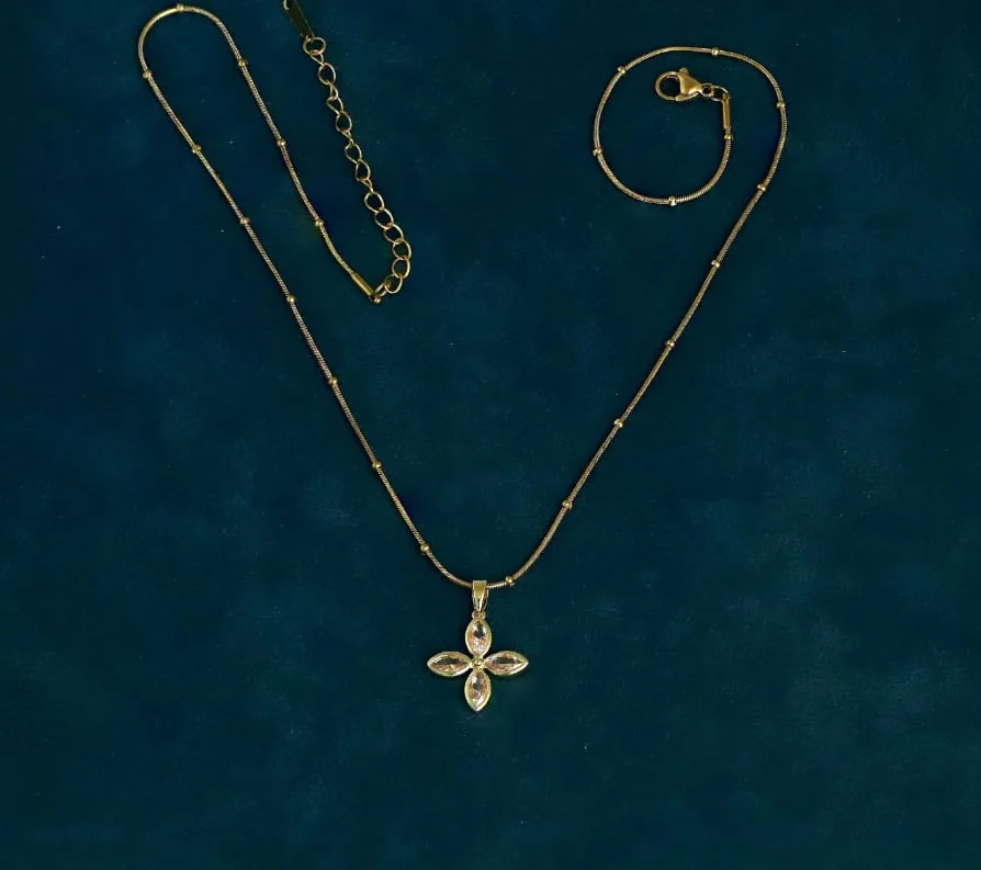CZ Flower Pendant Necklace