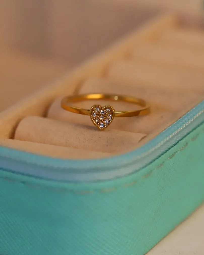 Anti Tarnish Sparkle Heart Ring