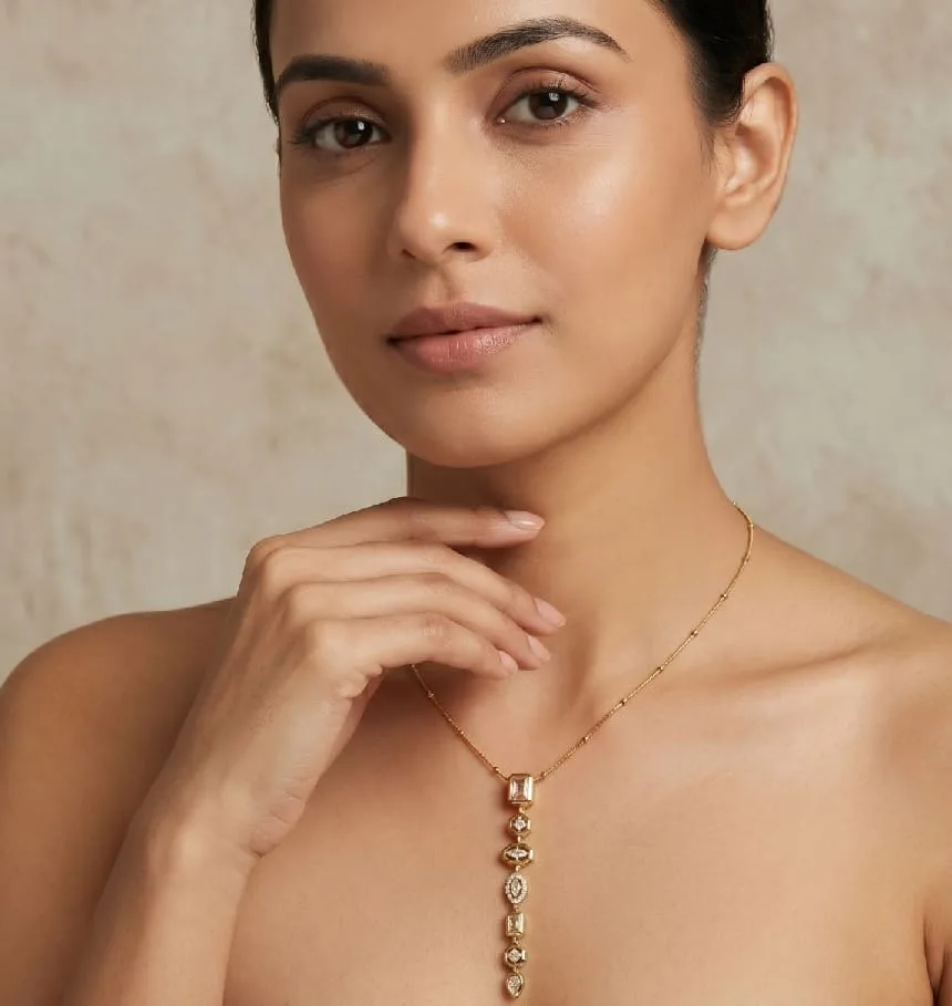 Premium Crystal Cascade Drop Necklace