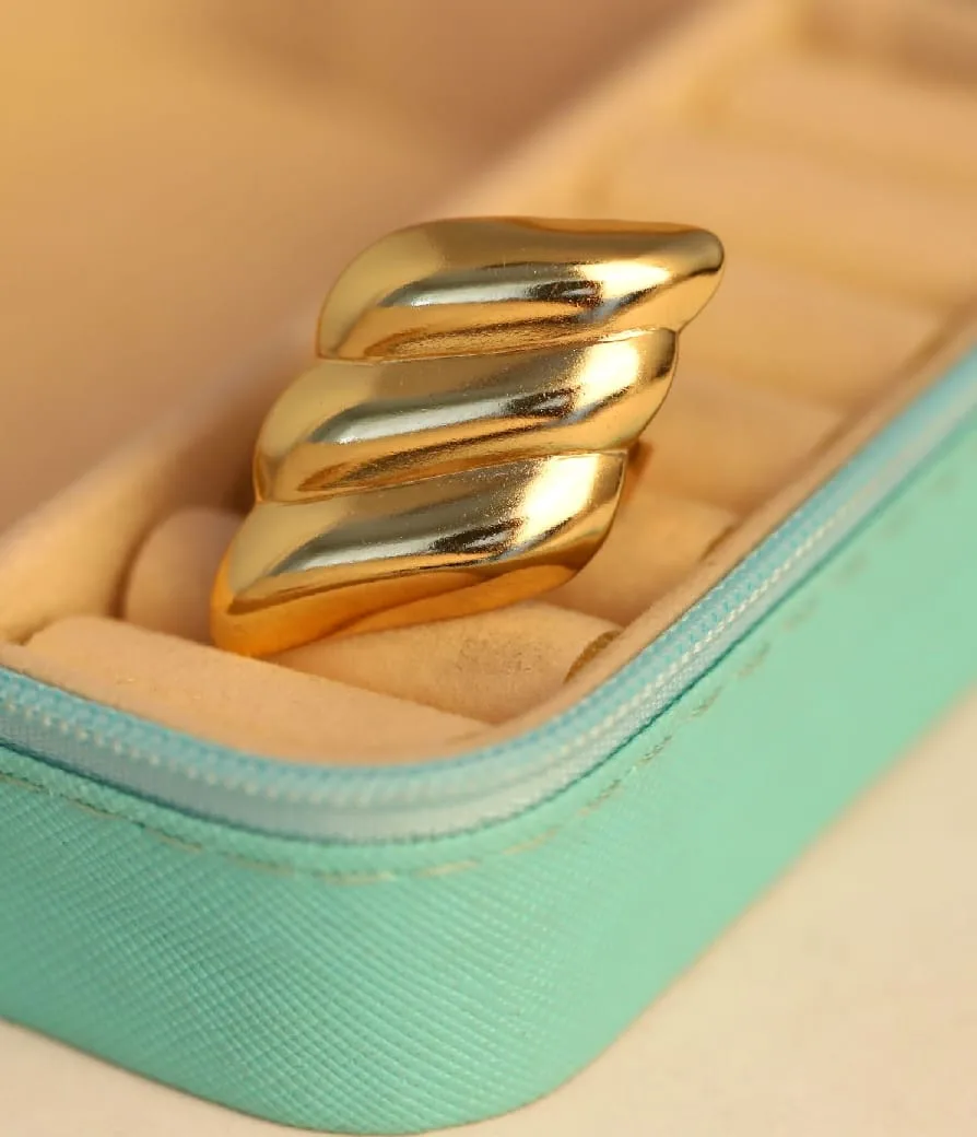 Anti Tarnish Puffed Ridge Dome Ring