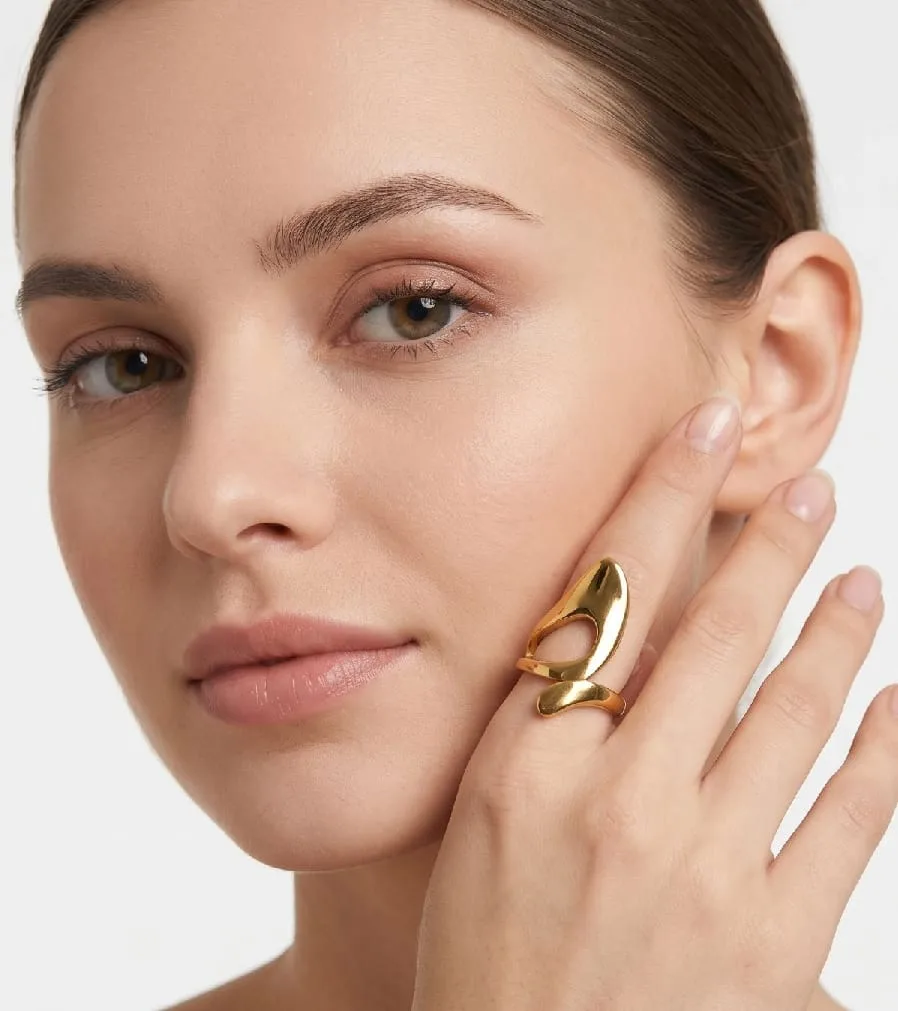 Anti Tarnish Premium Statement Curve Ring