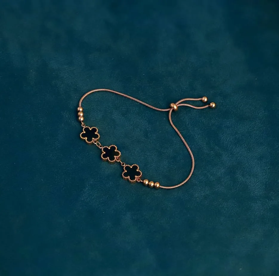 Rose Gold Triple Clover Adjustable Bracelet