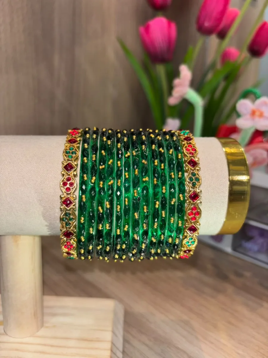 Green Glass Bangle Set