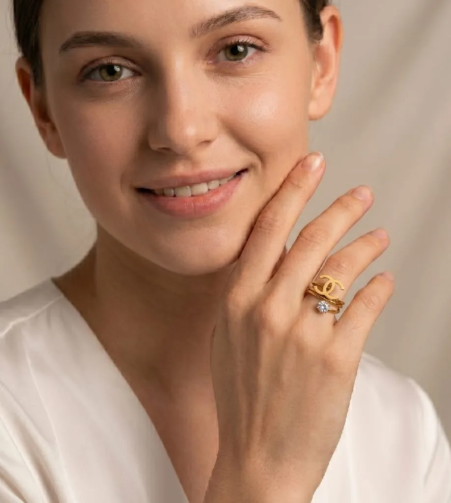 Anti Tarnish Interlocking Loop Solitaire Ring