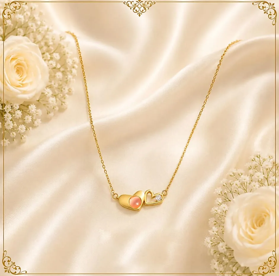 Double Heart Pendant Necklace