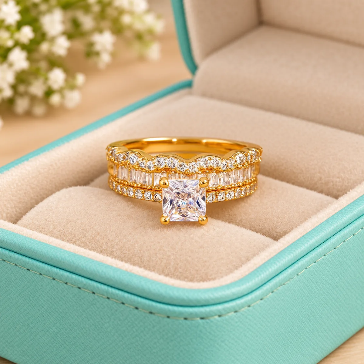 American Diamond Adjustable Ring Combo (Set of 2)