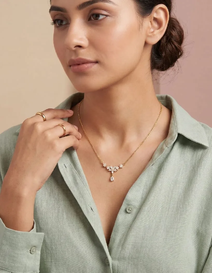 Premium Quality Floral Cluster Drop Necklace