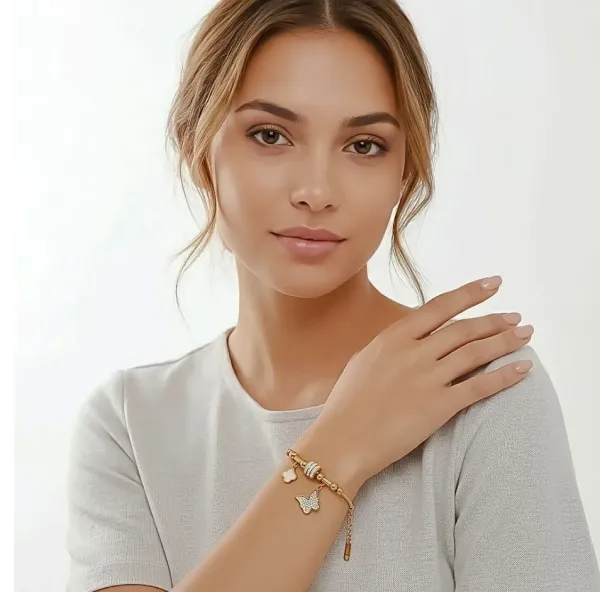 Butterfly & Clover Charm Bracelet