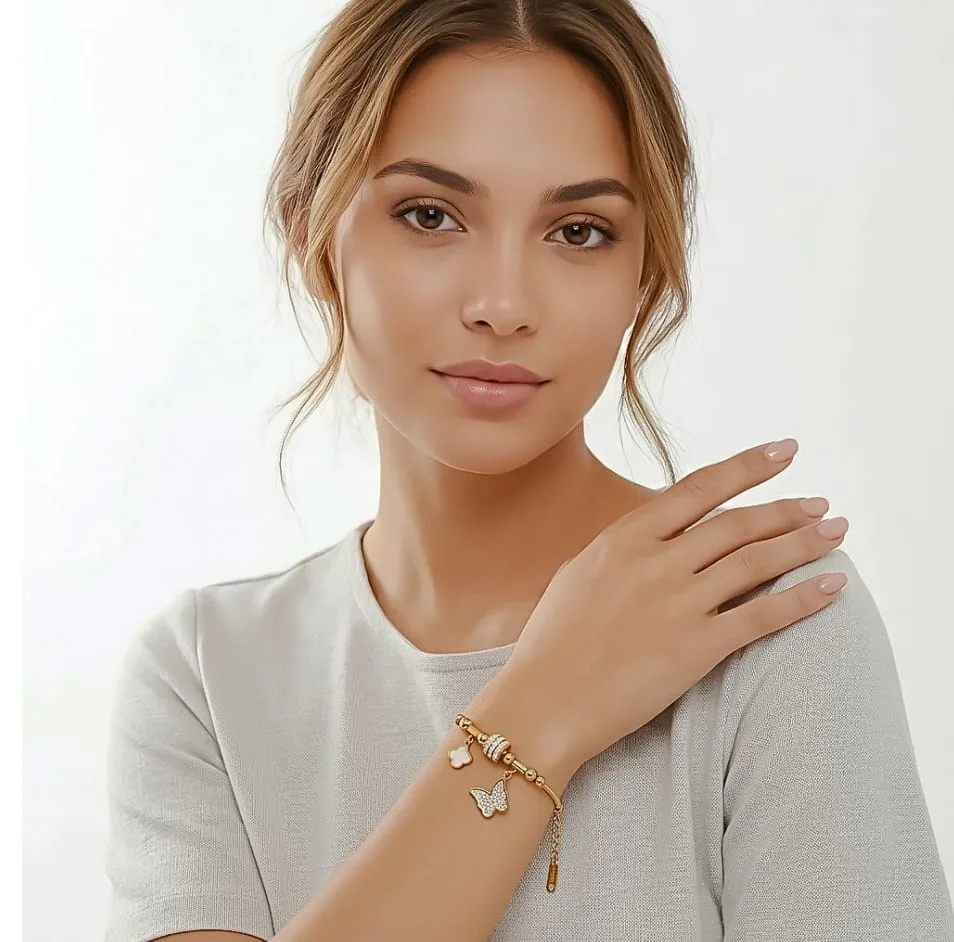 Butterfly & Clover Charm Bracelet