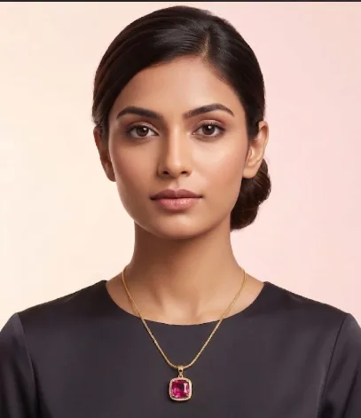 Pink Solitaire Pendant Necklace