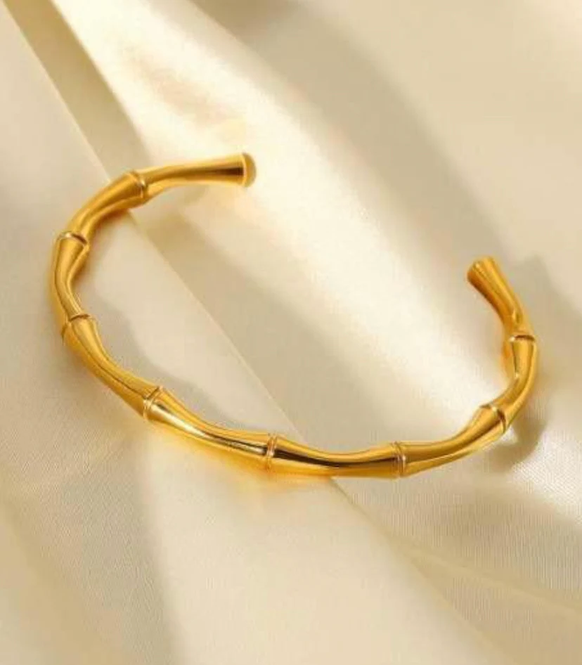 Bamboo Cuff Style Bangle Adjustable Bracelet