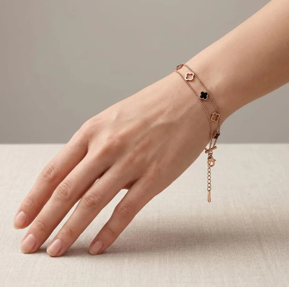 Rose Gold Clover Chain Bracelet