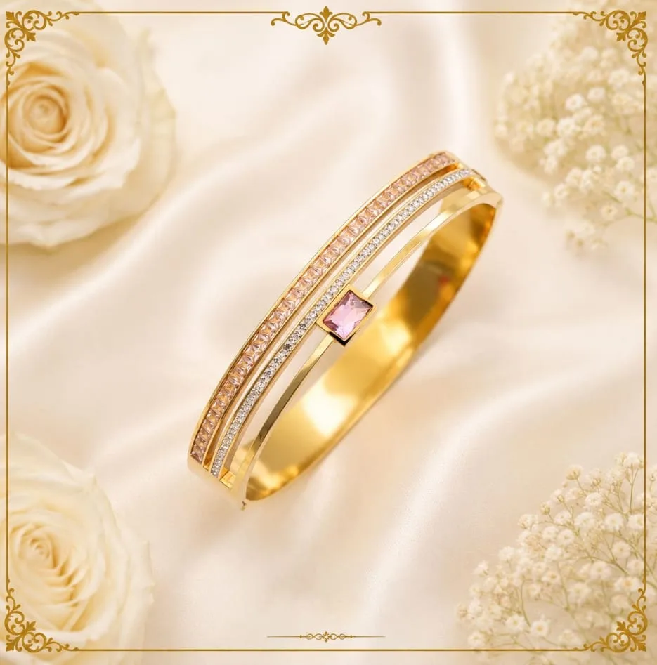 Pink Stone Kada Bangle